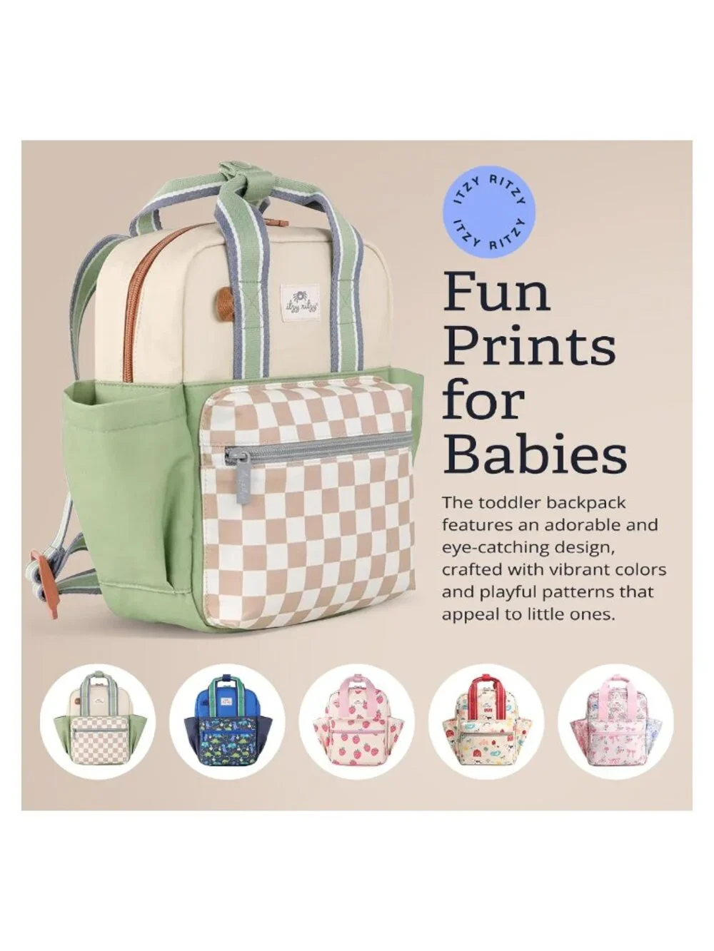 Toddler Backpack Daycare Bag Spacious Wipeable Interior Cotton Adjustable
